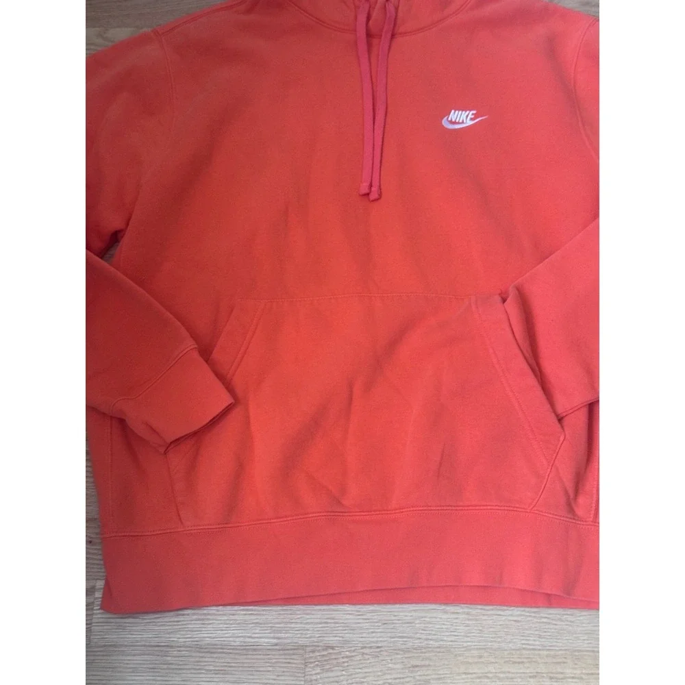 Nike‎ Sportswear Club Fleece Hoodie Men's Large Bright Orange Pullover Pocket